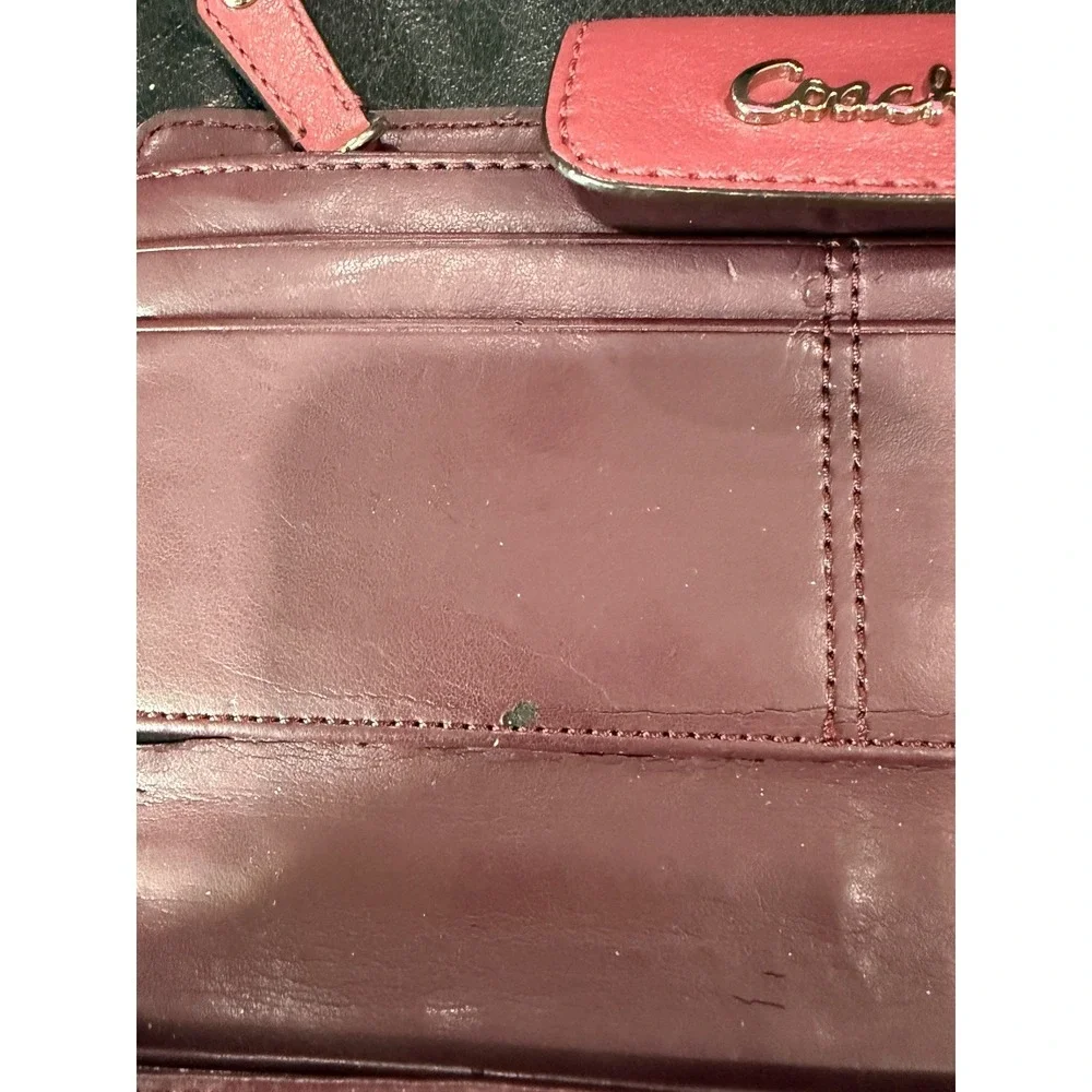 Coach‎ Pink Leather Wallet Clutch Snap Closure Organizer Card Holder